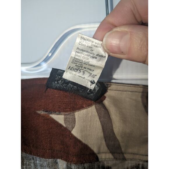 Krizia Vintage Y2K  Midi Skirt Linen Brown Floral Elastic Bubble Hem Size 40 - Picture 7 of 10